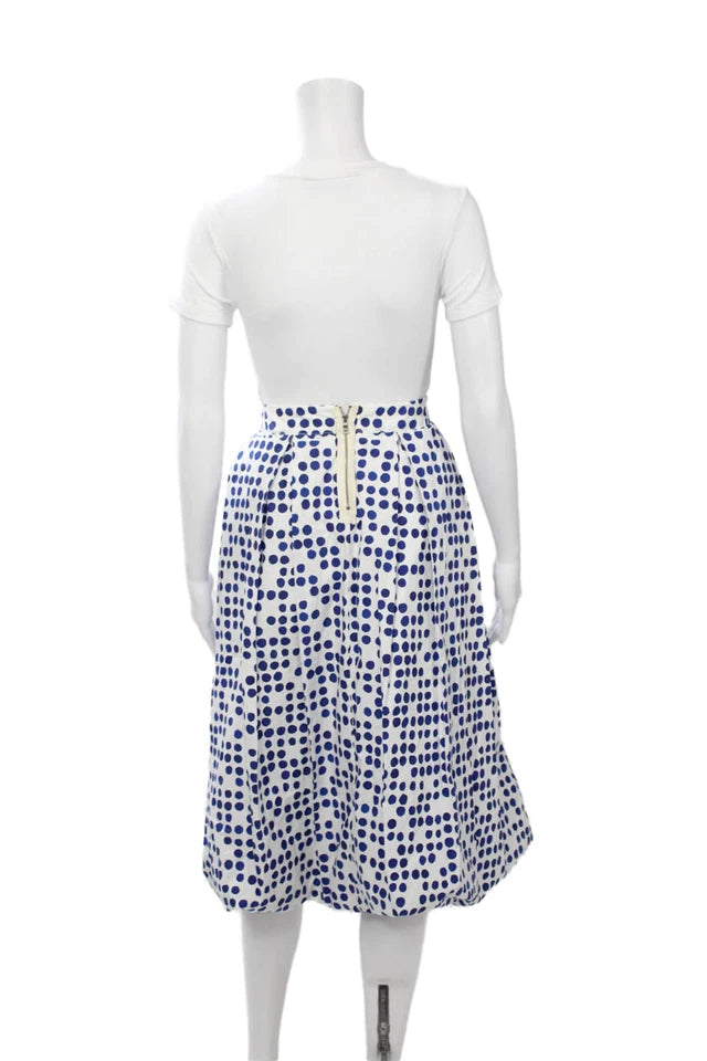 Hannoh Wessel. Paris. Pleated Polka Dot A-Line Cotton Knee Length Skirt