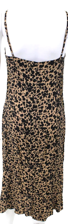 Reformation NY. Brown Spotted Adjustable V-Neck Sleeveless Maxi Dress