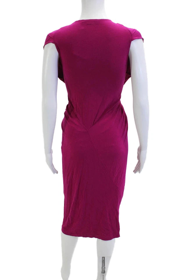Donna Karan Collection NY. Pink Viscose/Rayon Wrap Dress Pink V Neck Long Dress