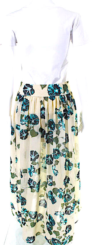 Alberta Ferretti Italy.Beige Lightweight Floral Print Lined Maxi Skirt