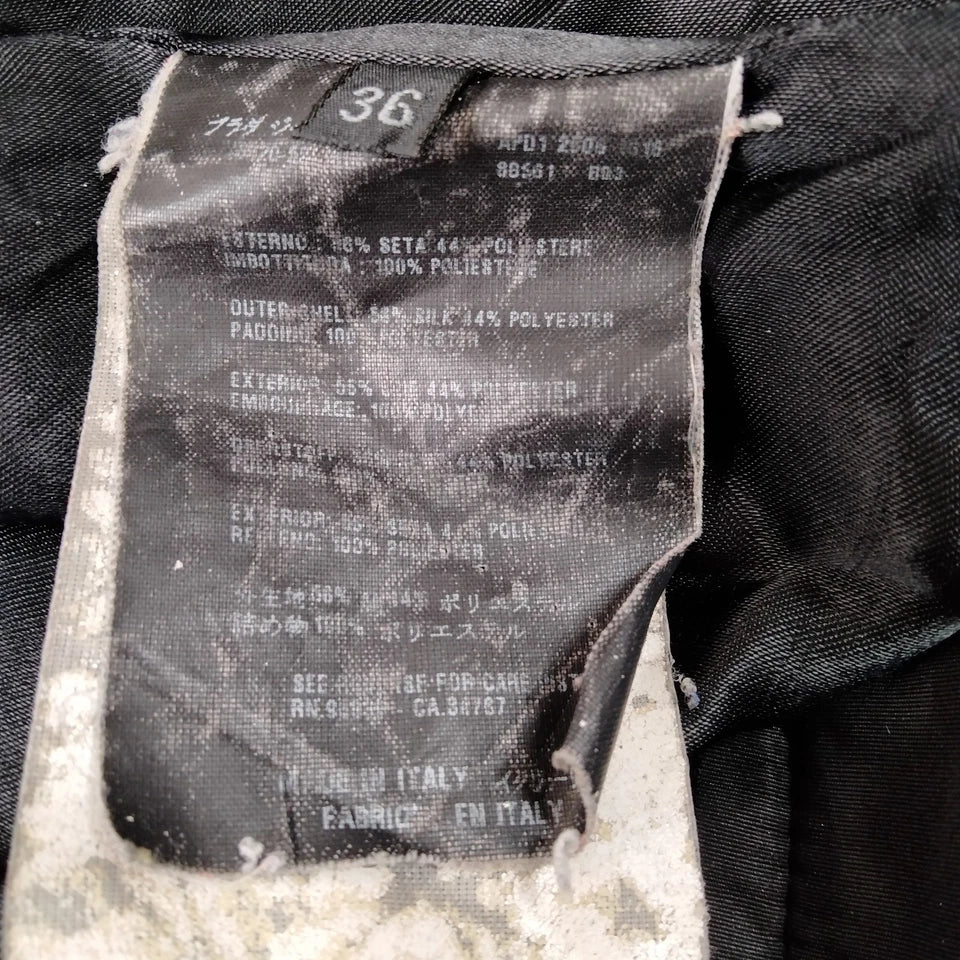 Prada Italy. Black Silk, PolyTech Nylon Hooded Cropped Jacket