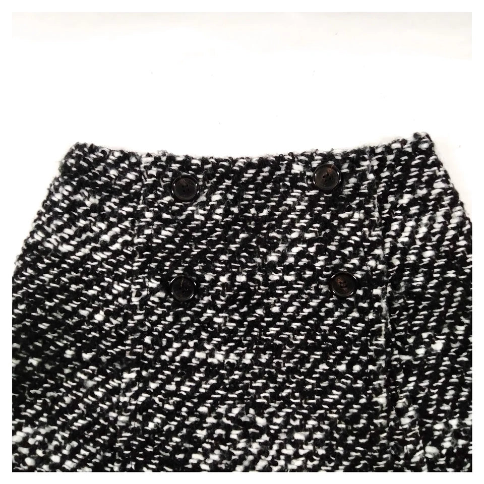 Prada Italy. B/W Rayon, Mohair, Wool Mini Skirt