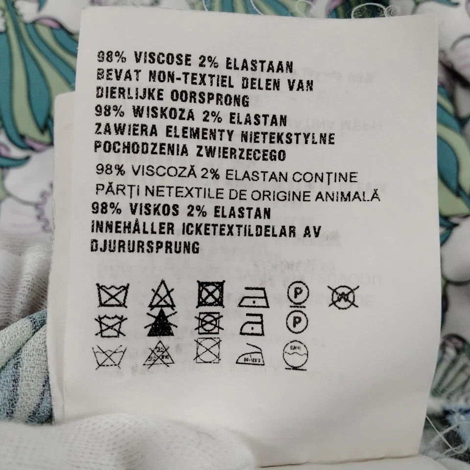 Prada Italy. Green Variations Rayon, Polyurethane Print Dress