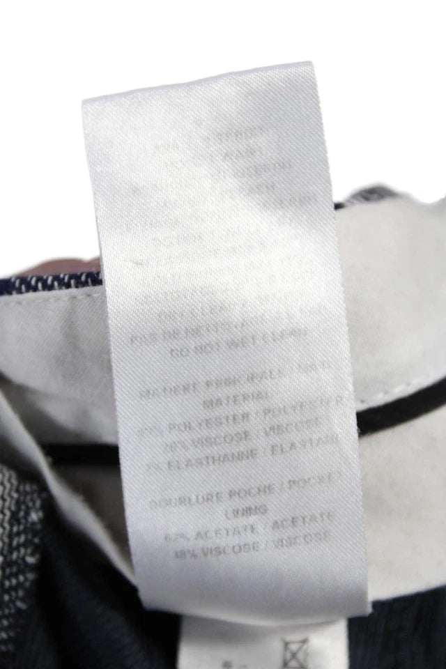 CHLOE PARIS. See by Chloe Gray Blue Flat Front Plaid Wide Leg Trousers