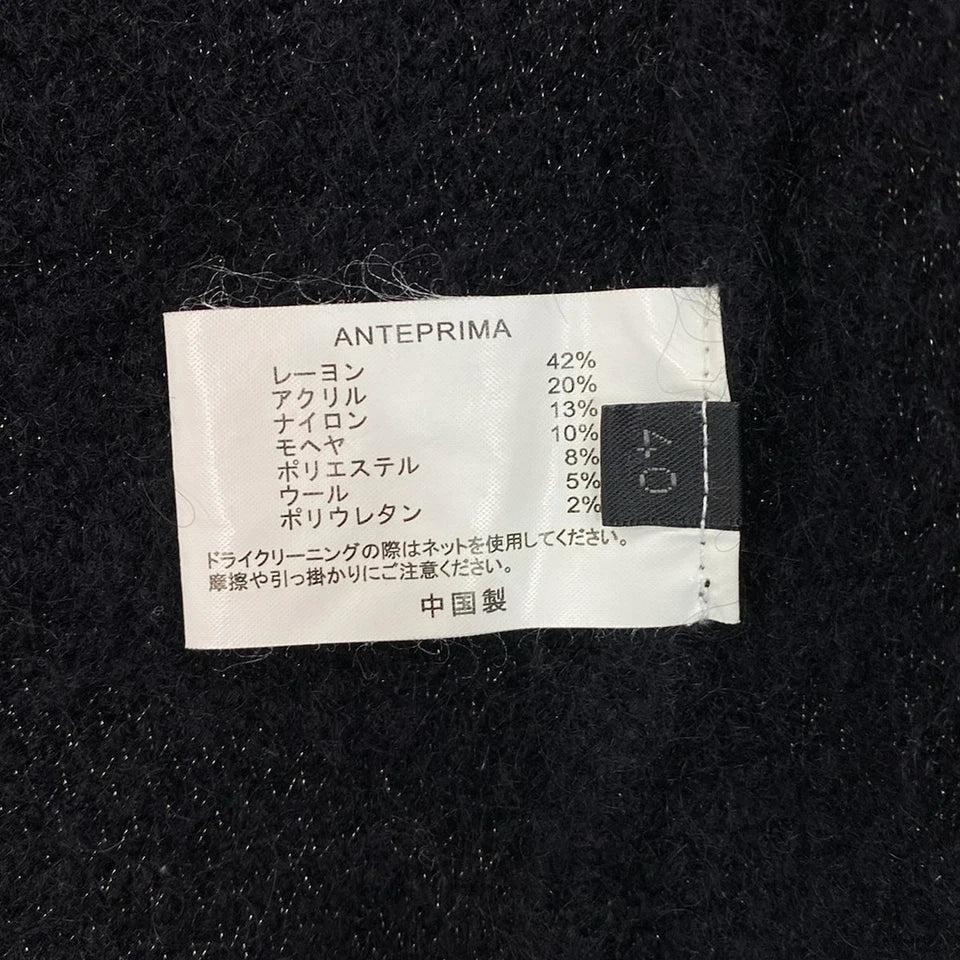 ANTEPRIMA ITALY. Black Abstract Knit Coat w/Hood