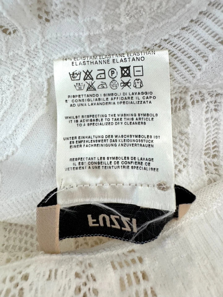 Jean-Paul Gaultier Paris. "Fuzzi" Line. Ivory Lined Stretch Knit Mesh Sheath Dress