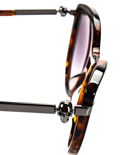 Alexander McQueen UK Tortoise Shell Cat Eye Sunglasses Violet Gradient Lenses