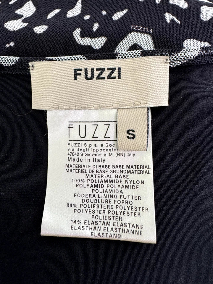 Jean-Paul Gaultier Paris. "Fuzzi" Line. Black/White Print Asymmetrical Dress