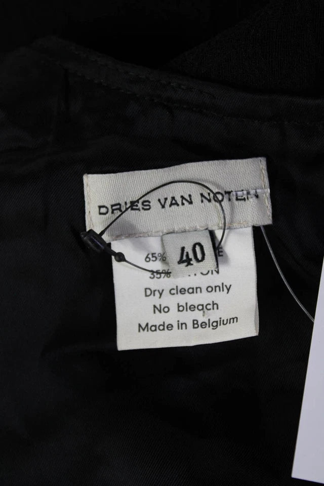 Dries Van Noten Belgium Black Round Neck Short Sleeve Sheath Dress
