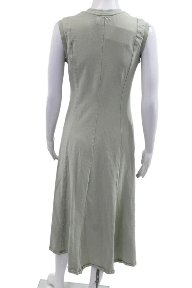 Calvin Klein NYC. Light Khaki Color Cotton Sleeveless Midi A-Line Tank Dress