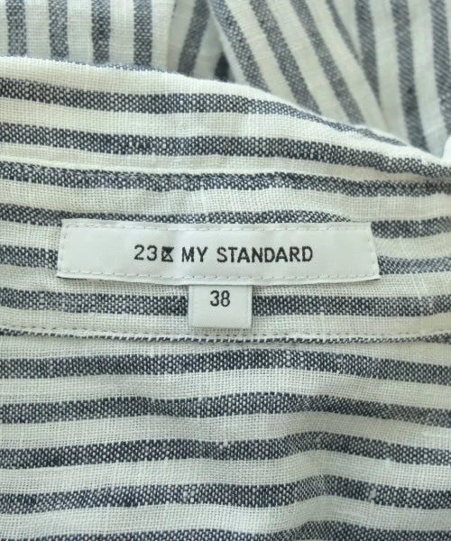 23ku MY STANDARD JAPAN. WhitexBlack Stripe Pattern Button Down Long Sleeves Casual Shirt