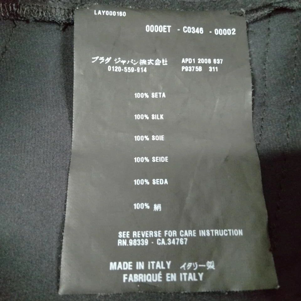 Prada Italy. Black Silk Ruffle Top