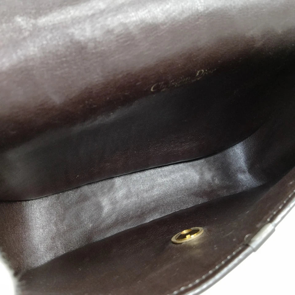 Christian Dior Paris. Brown Canvas and Leather Logo Shoulder Bag