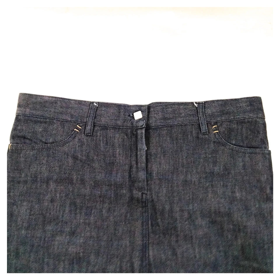Fendi Italy. Dark Blue Cotton Denim Skirt