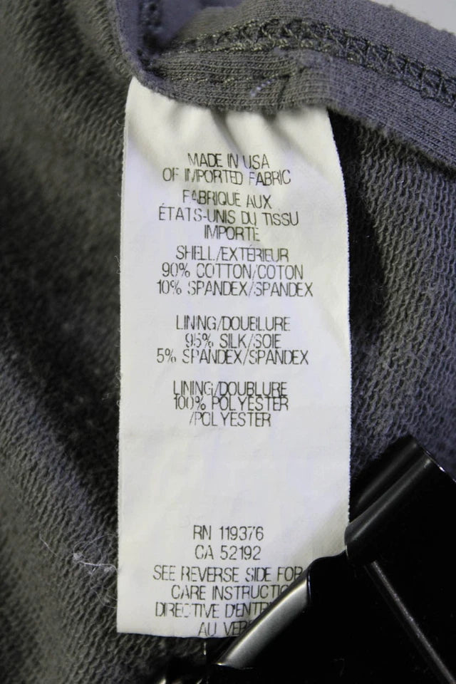 Helmut Lang. Gray Cotton Darted V-Neck Zipped Midi Sheath Dress