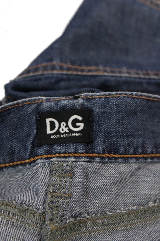Dolce & Gabbana Italy. D&G Blue Cotton Denim Knee Length Pencil Skirt