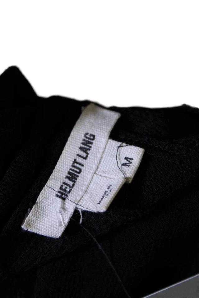 Helmut Lang NY. Black Textured Viscose Sleeveless Scoop Neck Tank Blouse