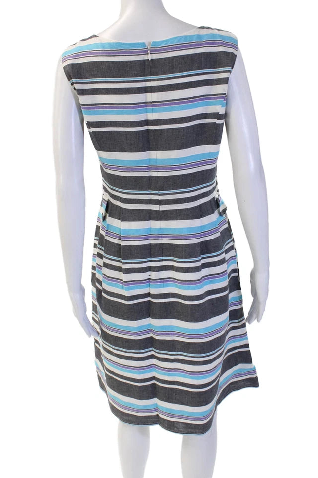 Courreges Paris. Black Striped Sleeveless A-Line Shift Dress