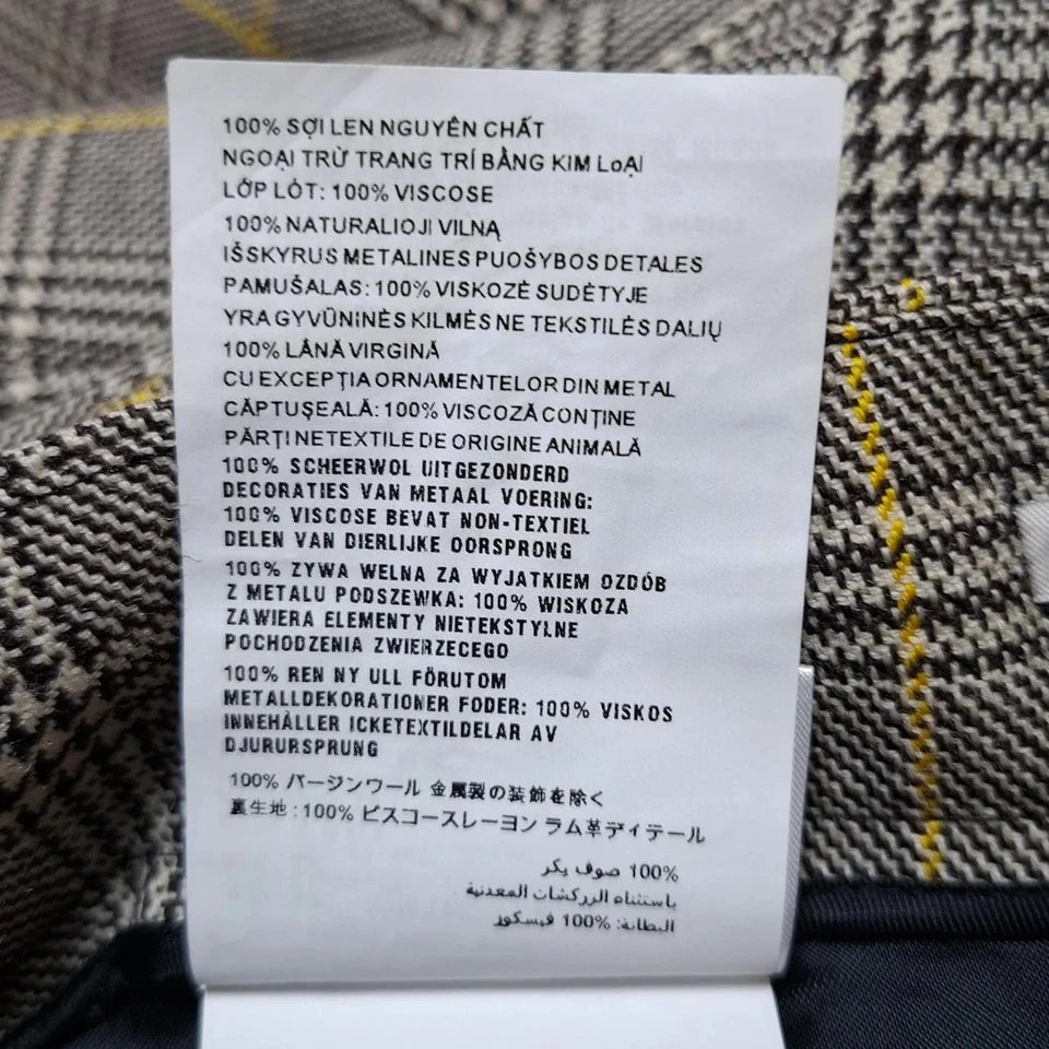 MIU MIU ITALY. Vintage Pristine Cream Glenn Plaid Pattern Dark Brown Skirt