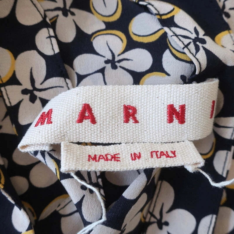 Marni Italy. Floral Print Silk Cutout-Back Shift Mini Dress