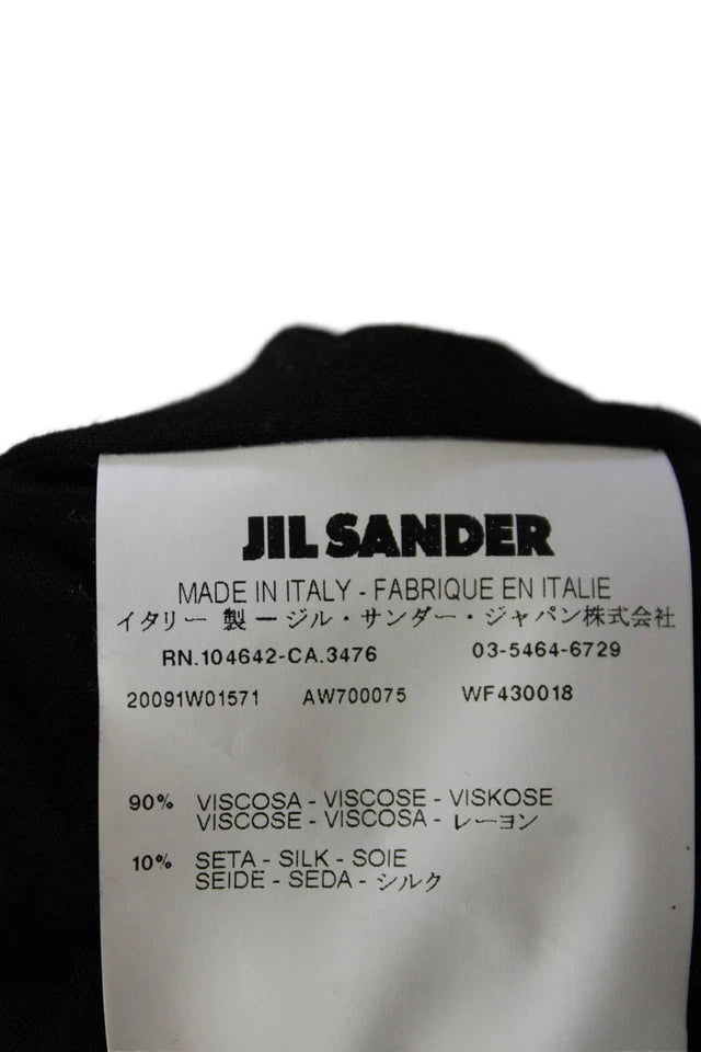 Jil Sander Black Silk Sleeveless Slanted Neckline Slip Snakeskin Pattern Cotton Casual Dress