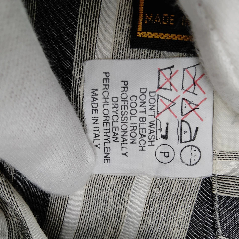 Fendi ITALY. Black/Grey/Beige Striped Silk/Rayon Tunic Style Shirt