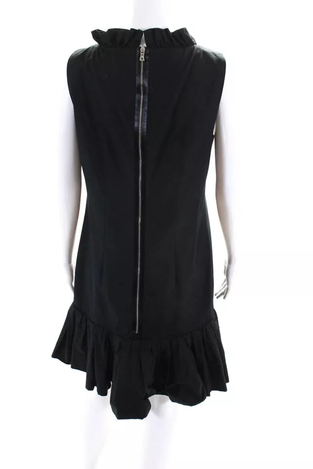 Dolce and Gabbana Italy. Black Cotton Zipped Pleated Drop Waist Dress