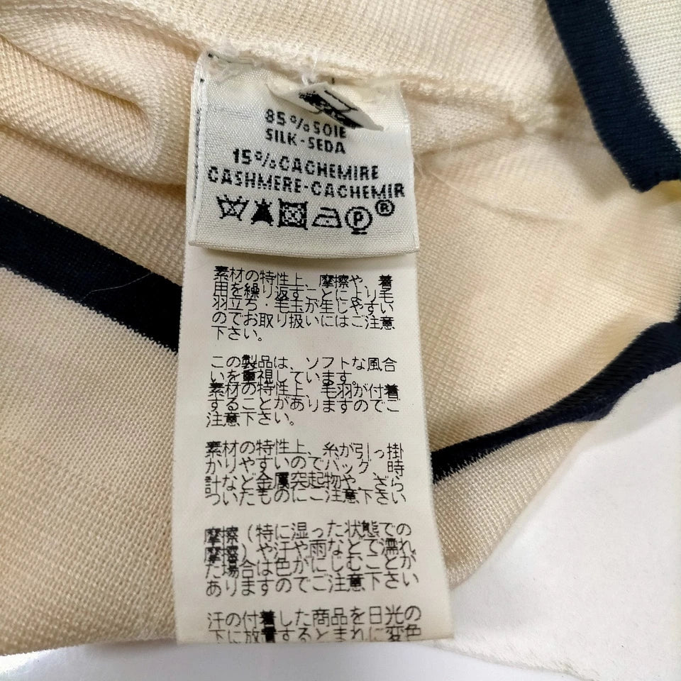 Hermes Paris. Cream Silk, Cashmere w/Black Accents Dress