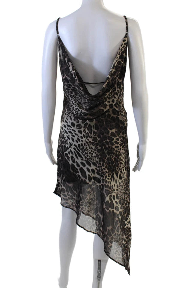 Isalis. Vintage Beige Animal Print Slip Dress
