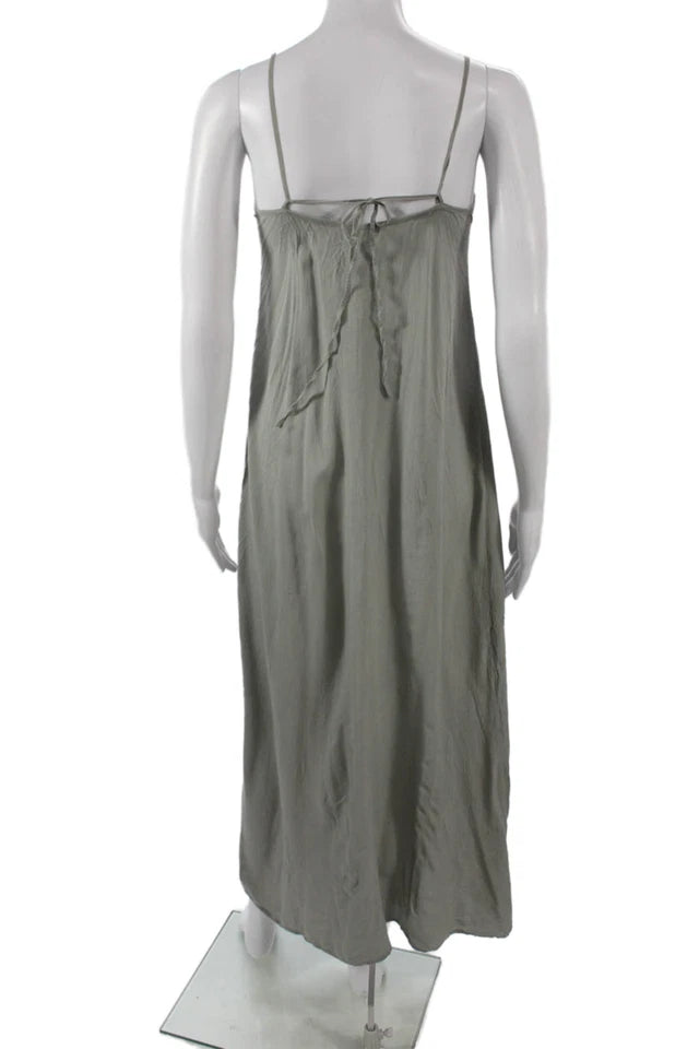 Indah Gray Cotton Blend Sleeveless Bohemian Maxi Slip Dress