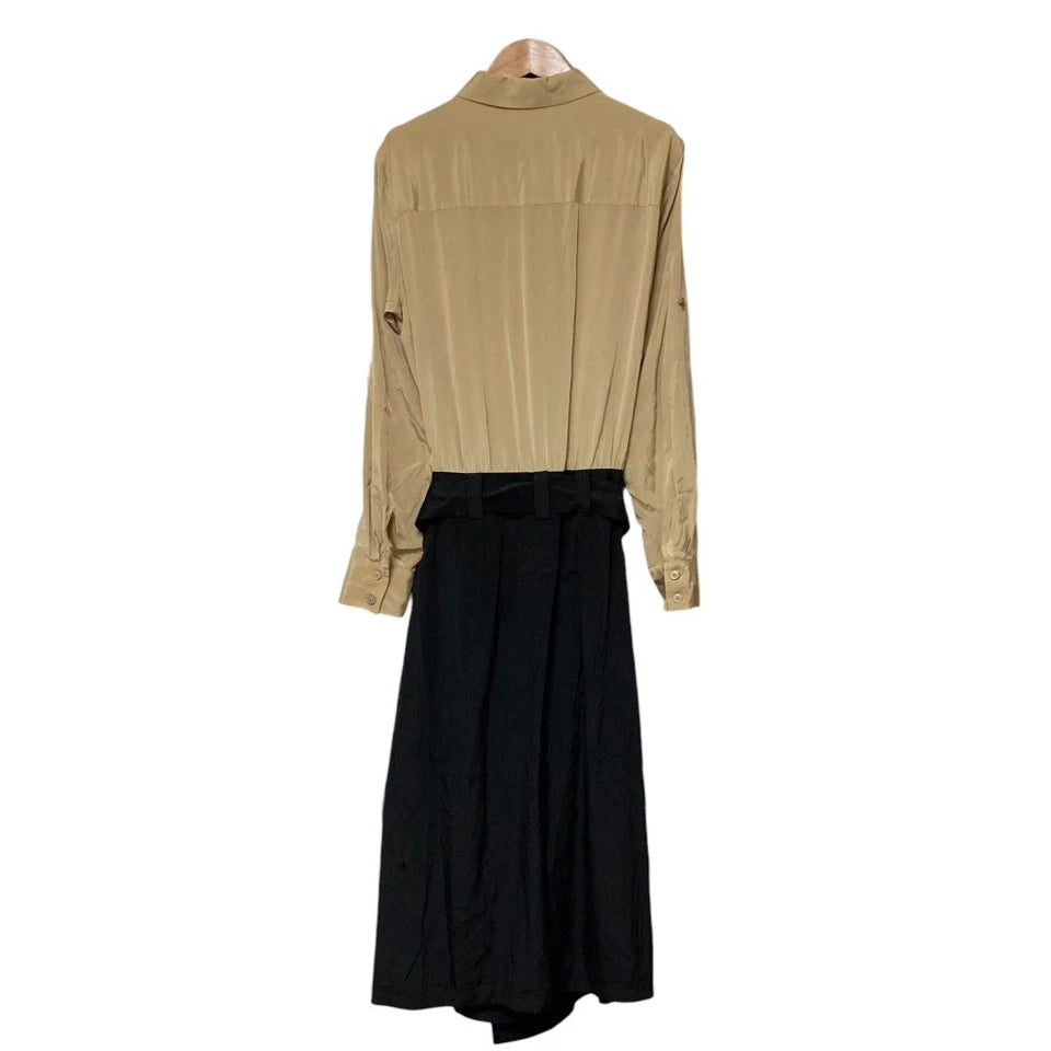 Donna Karan New York DKNY. Beige/Black Two-Tone Shirt Dress