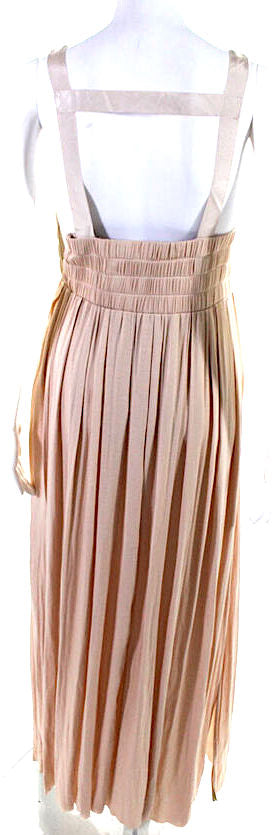 Elizabeth and James New York Beige V Neck Satin Sleeveless Maxi Dress