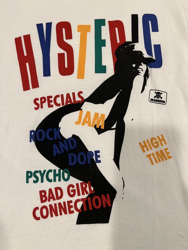 Hysteric Glamour Japan. White Pima Cotton Multi-Color Print Poster Tee Shirt