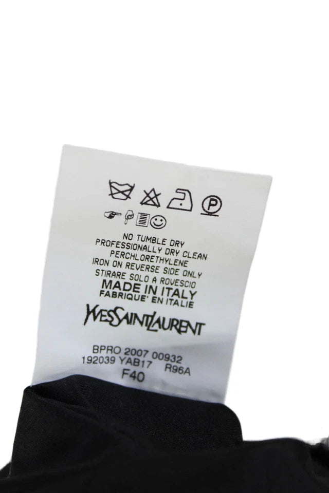 Yves Saint Laurent Paris. Black Silk Scoop Neck Sleeveless Mini Shift Dress