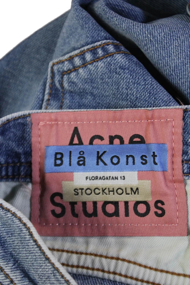 ACNE Studios Sweden. Blue Cotton Button Up Destroyed High Rise Jeans