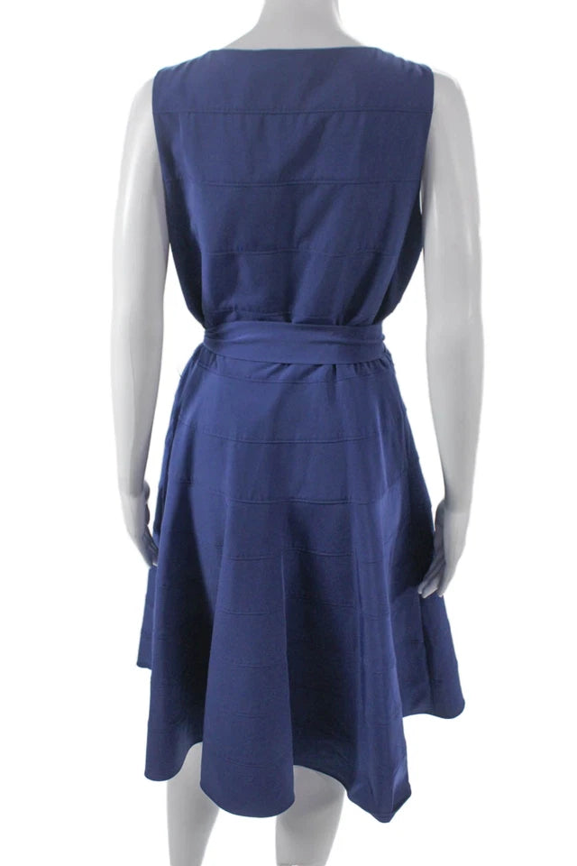 Calvin Klein NY. Blue Boat Neck A-Line Knee Length Dress