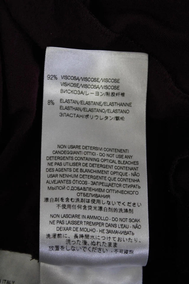 Gucci Italy. Burgundy Viscose Knit Embellishments Front Drop Waist Mini Dress