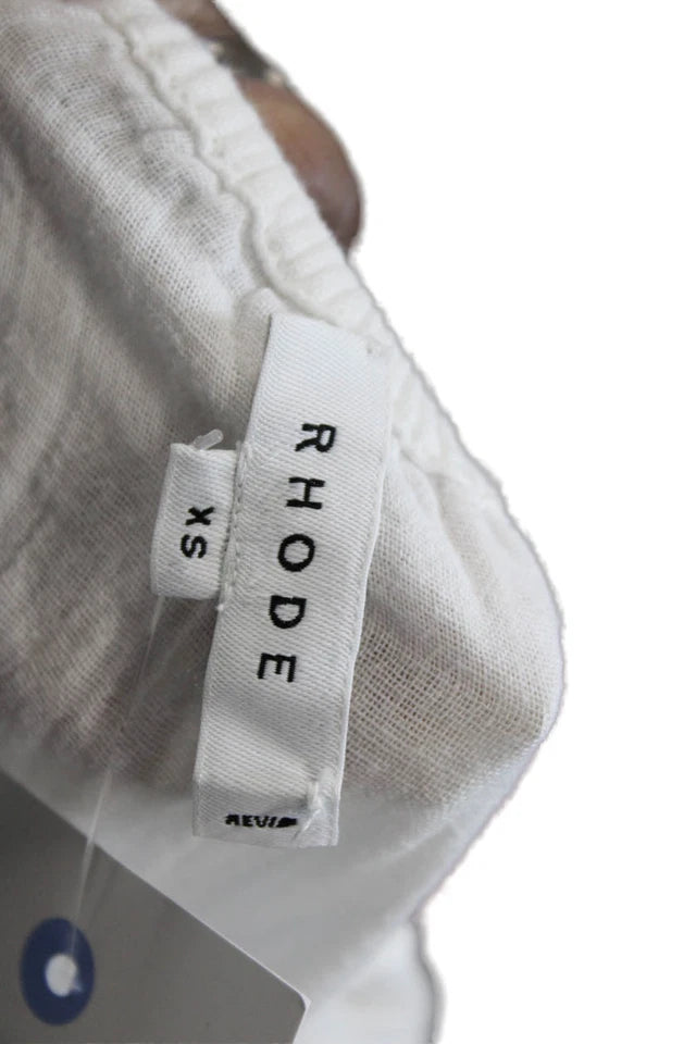 RHODE Maxi Bohemian White Square Neck Short Sleeve Dress