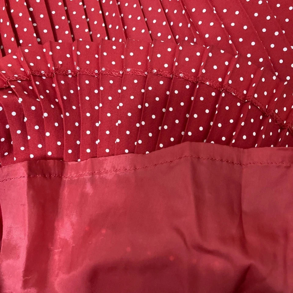 Pink House Japan. Red Dot Pleated Long Skirt