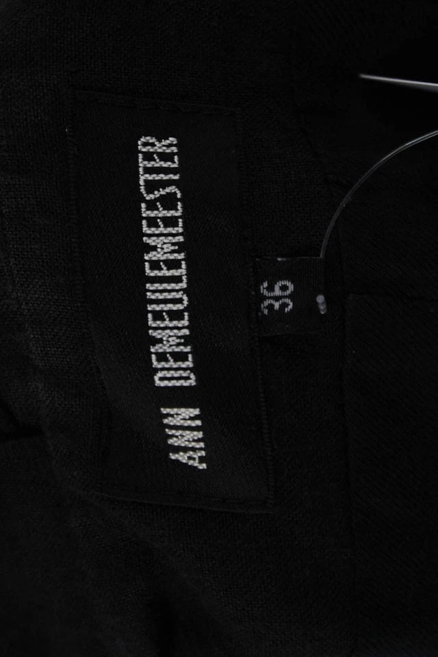 Ann Demeulemeester Belgium. Black Linen Collar Button Up Blazer Jacket