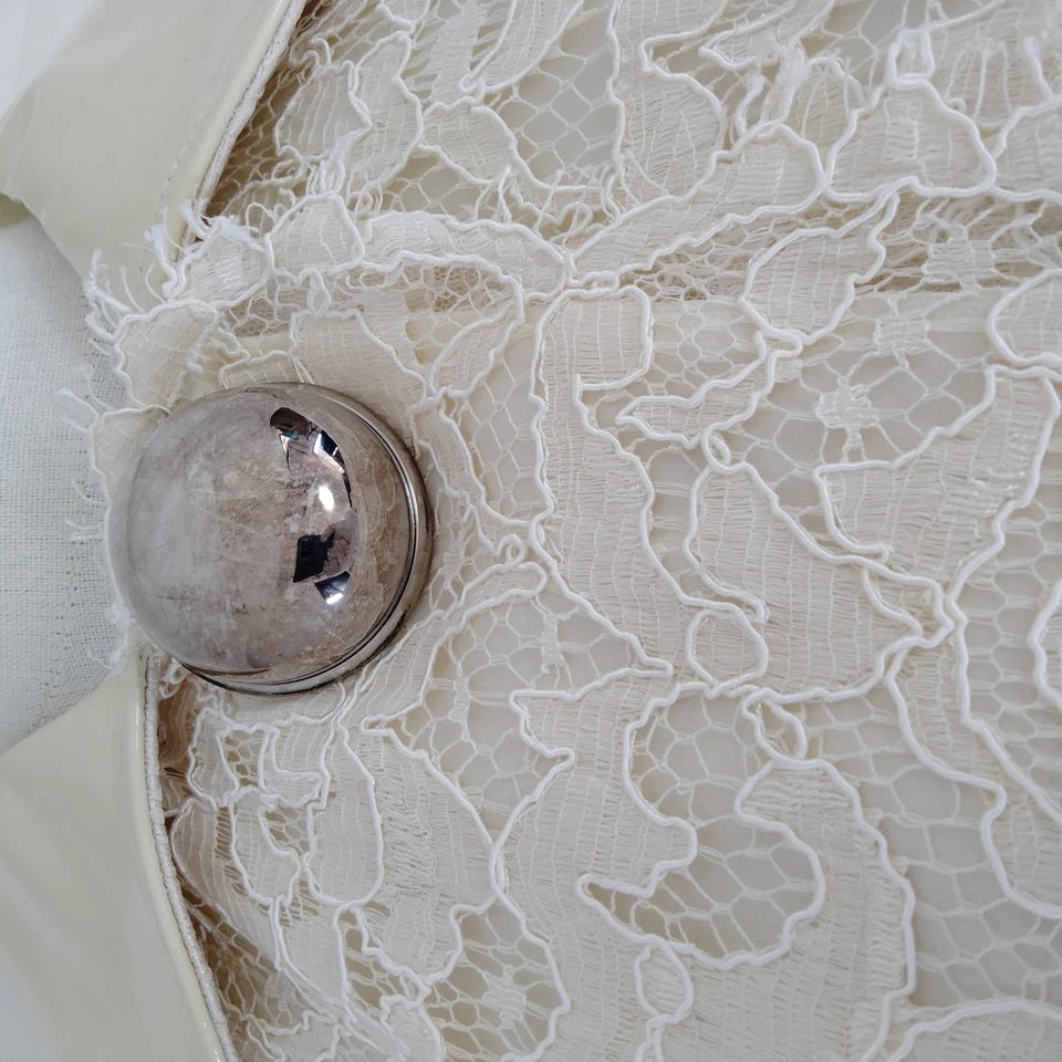 DOLCE&GABBANA ITALY. Vintage Rayon Cotton Cream Lace with Big Silver Buttons Top/Coat