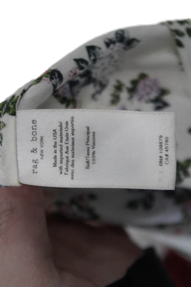 Rag & Bone NYC. WHITE VISOCSE V-Neck Floral Sleeveless Long Slip Dress