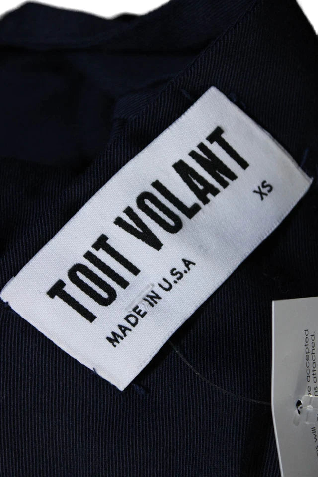 Toit Volant Black PolyTech. Round Neck Cold Shoulder A-Line Mini Dress