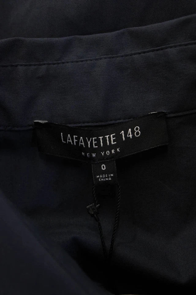 Lafayette 148 New York, Dark Blue Sleeveless Midi Length Shirt Dress