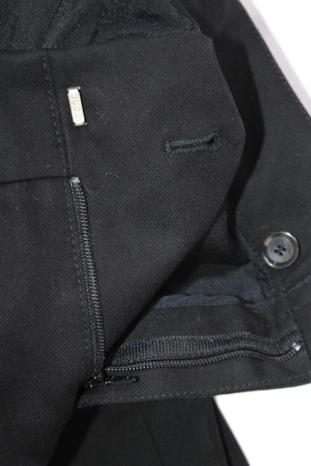 Gucci Italy. Black Cotton Zippered Belted Casual Mini Skirt