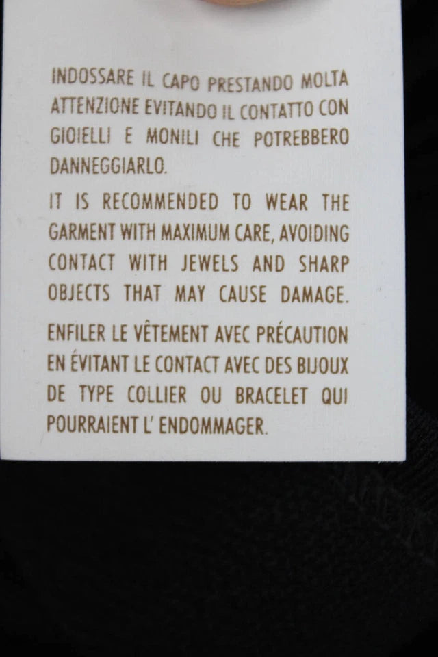 Gucci Italy. Black Viscose Crew Neck Embellished Waist Long Sleeve Dress