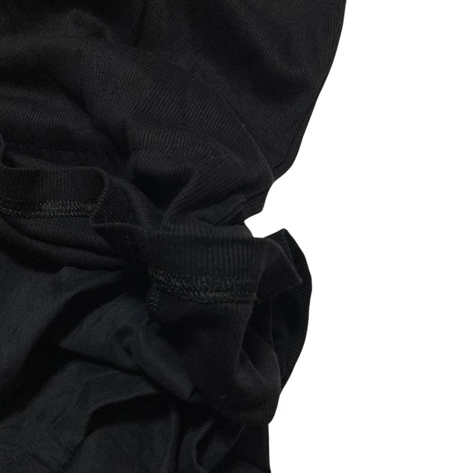 Y's Yohji Yamamoto Japan. Black Hem Layered Rib Knit Cut and Sew Dress