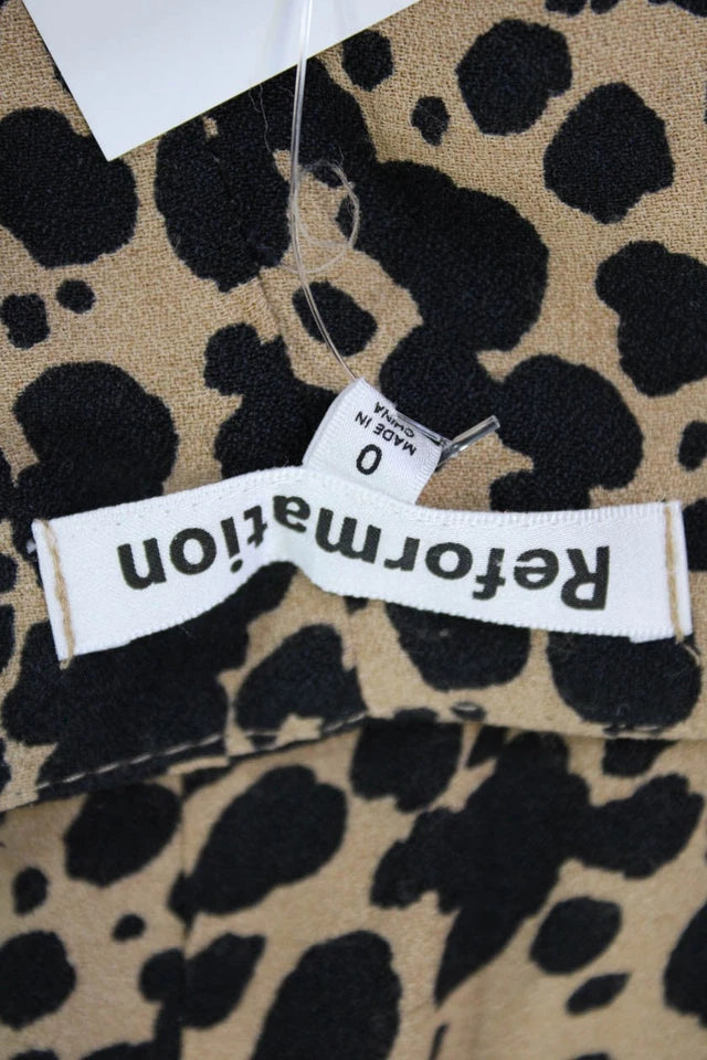 Reformation NY. Brown Spotted Adjustable V-Neck Sleeveless Maxi Dress