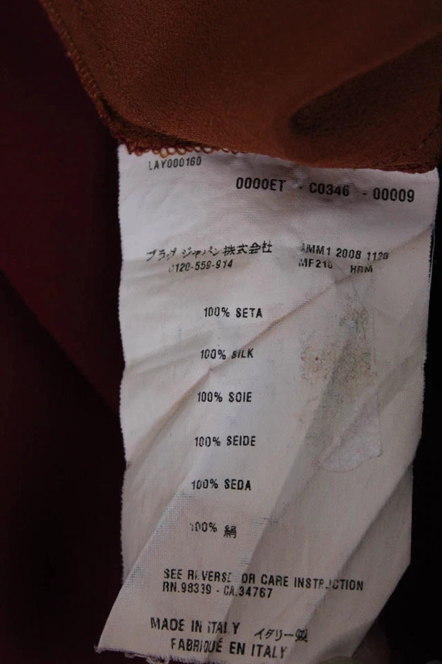 Miu Miu Italy. Red, Pink Silk Short Sleeve V Neck Silk Colorblock Dress