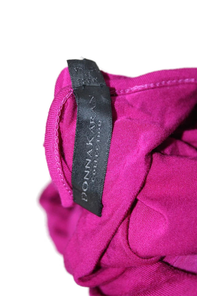 Donna Karan Collection NY. Pink Viscose/Rayon Wrap Dress Pink V Neck Long Dress